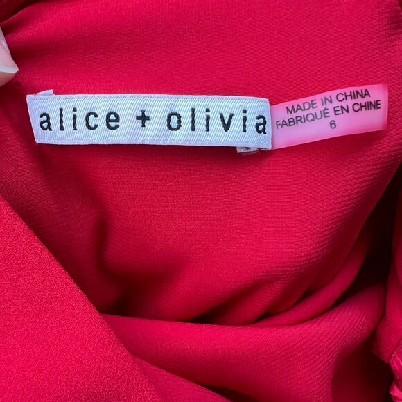 Alice + Olivia Women's Red Palmira Flounce Hem Mini Dress Size S - Picture 5 of 6